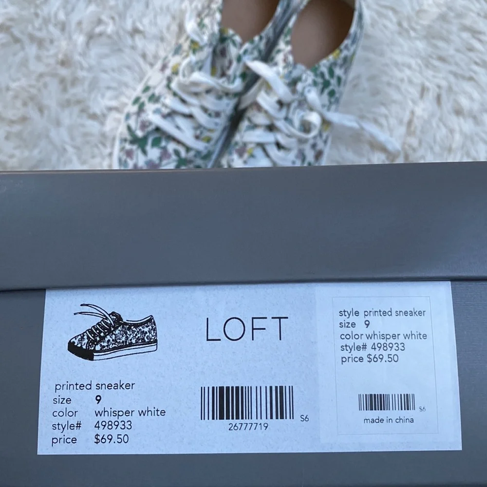 🎉2X HP🎉 Loft Floral Print Lace Up Sneakers 💗 White & Green - Picture 13 of 15